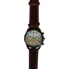 A simple business quartz watch for men with a brown strap and a leather strap that is water-resistant Item Picture